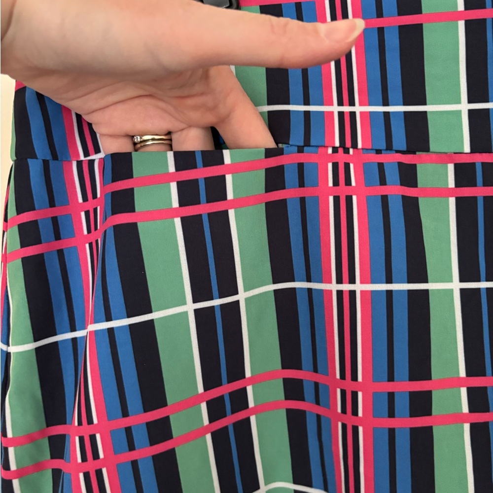 Women's Plaid Golf Skort - Blue, Green & Pink - Picture 3 of 4